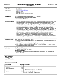 4040-849-03 Computational Modeling and Simulation Spring 2012