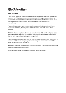 Briggs clarification I WRITE to set the record straight in relation