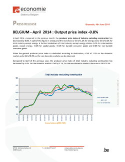BELGIUM - April 2014 : Output price index -0.8%