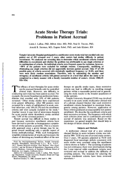 Acute Stroke Therapy Trials: Problems in Patient