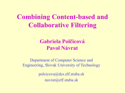 Collaborative Filtering - Slovak University of Technology in Bratislava