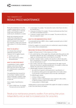 resale priCe mainTenanCe