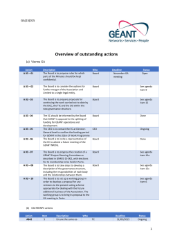 Overview of outstanding actions