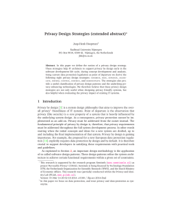 Privacy Design Strategies (extended abstract)