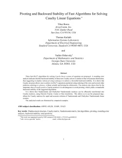 Pivoting and Backward Stability of Fast Algorithms for Solving