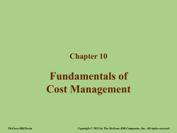 Chapter 10 &ndash; Fundamentals of Cost Management
