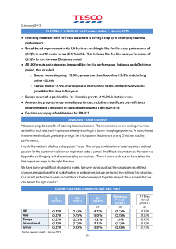 TRADING STATEMENT for 19 weeks ended 3 January