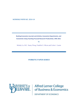 Ranking Economics Journals and Articles, Economics Departments