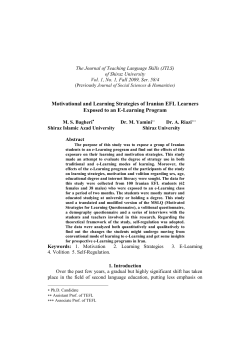 Motivational and Learning Strategies of Iranian EFL Learners