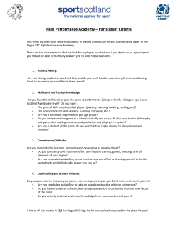 High Performance Academy &ndash; Participant Criteria