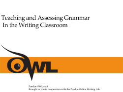 Teaching and Assessing Grammar - the Purdue University Online