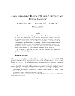 Nash Bargaining Theory with Non#Convexity and Unique Solution"