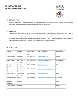 RINKINK PLAY SCHOOL INFORMATION BOOKLET 2016