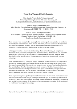 Towards a Theory of Mobile Learning