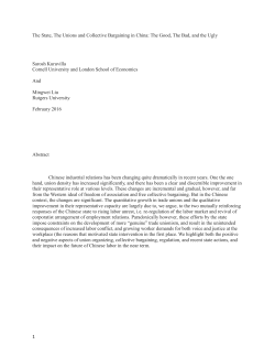 The State, The Unions and Collective Bargaining in China: The