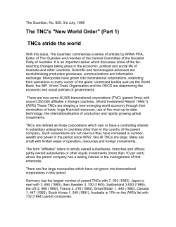 TNCs` "New World Order" - Communist Party of Australia