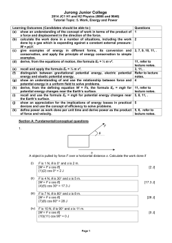 Jurong Junior College 2014 JC1 H1 and H2 Physics (8866 and