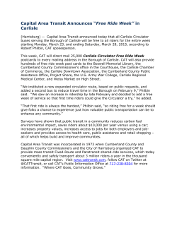 Capital Area Transit Announces &ldquo;Free Ride Week&rdquo; in Carlisle