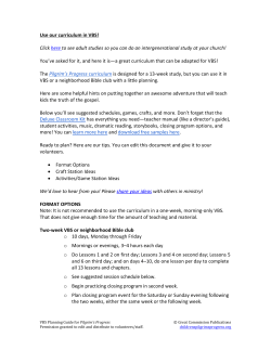 VBS Planning Guide - Children`s Pilgrim`s Progress