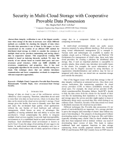Keywords&mdash;Multiple Cloud, Cooperative Provable Data
