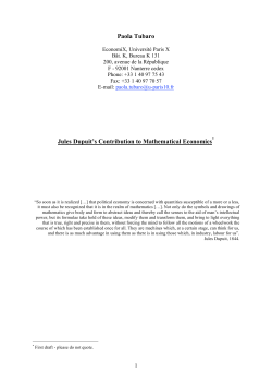 Paola Tubaro Jules Dupuit`s Contribution to Mathematical Economics*