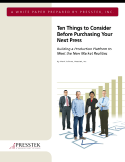 Ten Things to Consider Before Purchasing Your Next Press