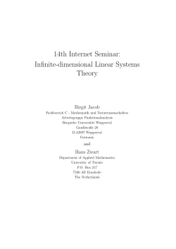 14th Internet Seminar: Infinite-dimensional Linear Systems Theory