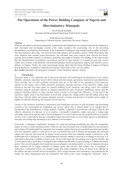 The Operations of the Power Holding Company of Nigeria and
