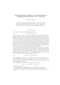 INVERSE SPECTRAL THEORY FOR ONE