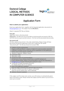 Doctoral College LOGICAL METHODS IN COMPUTER SCIENCE