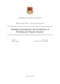 Machine Learning for the Prediction of Professional Tennis Matches