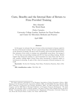 Costs, Benefits and the Internal Rate of Return to Firm Provided