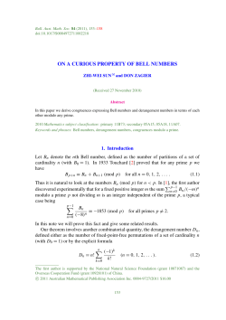 ON A CURIOUS PROPERTY OF BELL NUMBERS