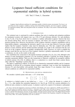 Lyapunov-based sufficient conditions for exponential stability in