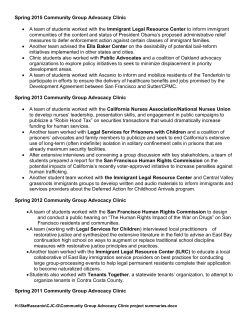 Spring 2015 Community Group Advocacy Clinic • A team of students