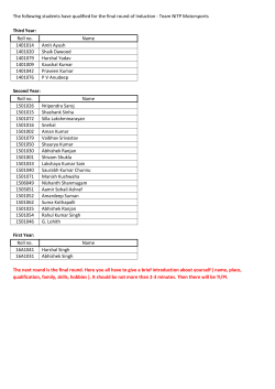 The following students have qualified for the final round of Induction