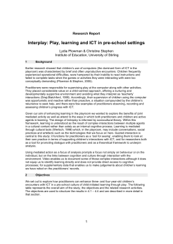 Interplay: Play, learning and ICT in pre-school settings