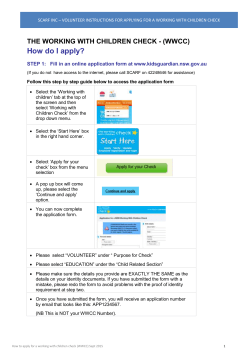 scarf iNC * VOLUNTEER INSTRUCTIONS FOR APPLYING FOR a