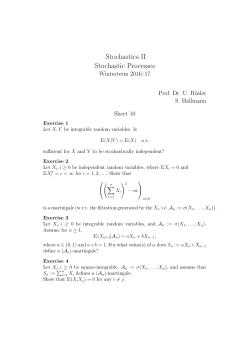Stochastics II Stochastic Processes