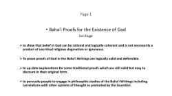 Baha`i Proofs for the Existence of God
