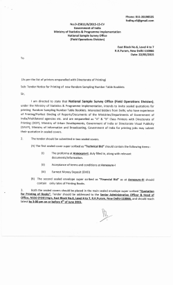 Tender Notice for Printing of new Random Sampling Number Table