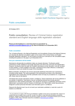 Review of Criminal history registration standard and English