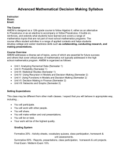 Advanced Mathematical Decision Making Syllabus Instructor: Room