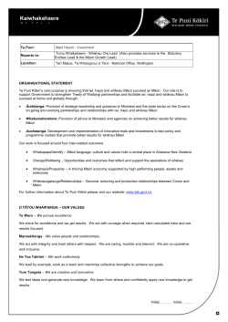 Te Puni: Mahi Haumi - Investment Reports to: Tumu Whakahaere