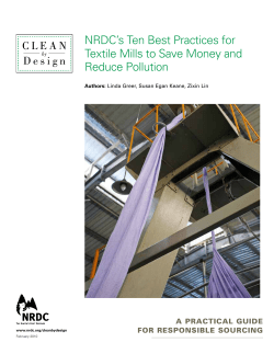 NRDC`s Ten Best Practices for Textile Mills to Save Money and