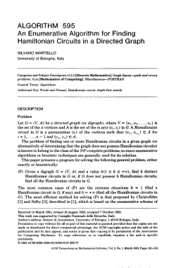 ALGORITHM 595 An Enumerative Algorithm for Finding Hamiltonian