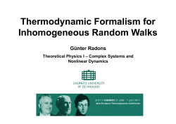 Thermodynamic Formalism Random Walks