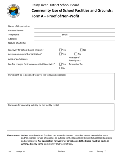Community Use of School Facilities and Grounds: Form A &ndash; Proof of