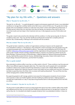 My plan for my life with&hellip; - Arthritis and Musculoskeletal Alliance
