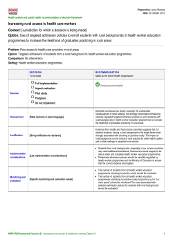 Health system and public health recommendation to decision